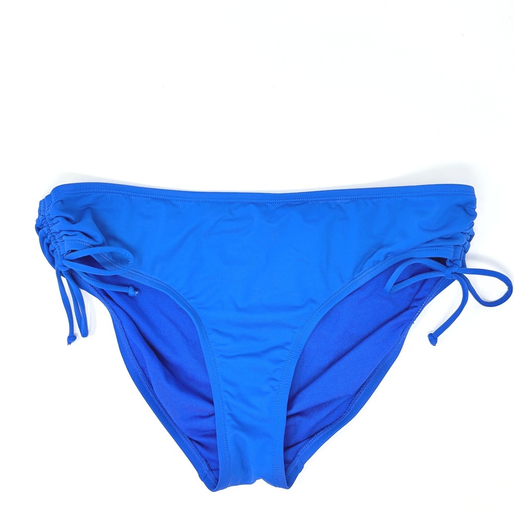 Liz Claiborne‎ Womens Size 10 Royal Blue Side Tie Ruched Bikini Bottoms
